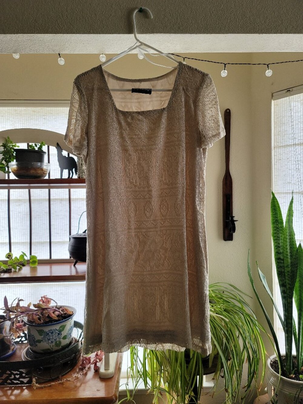 Textured taupe blouse